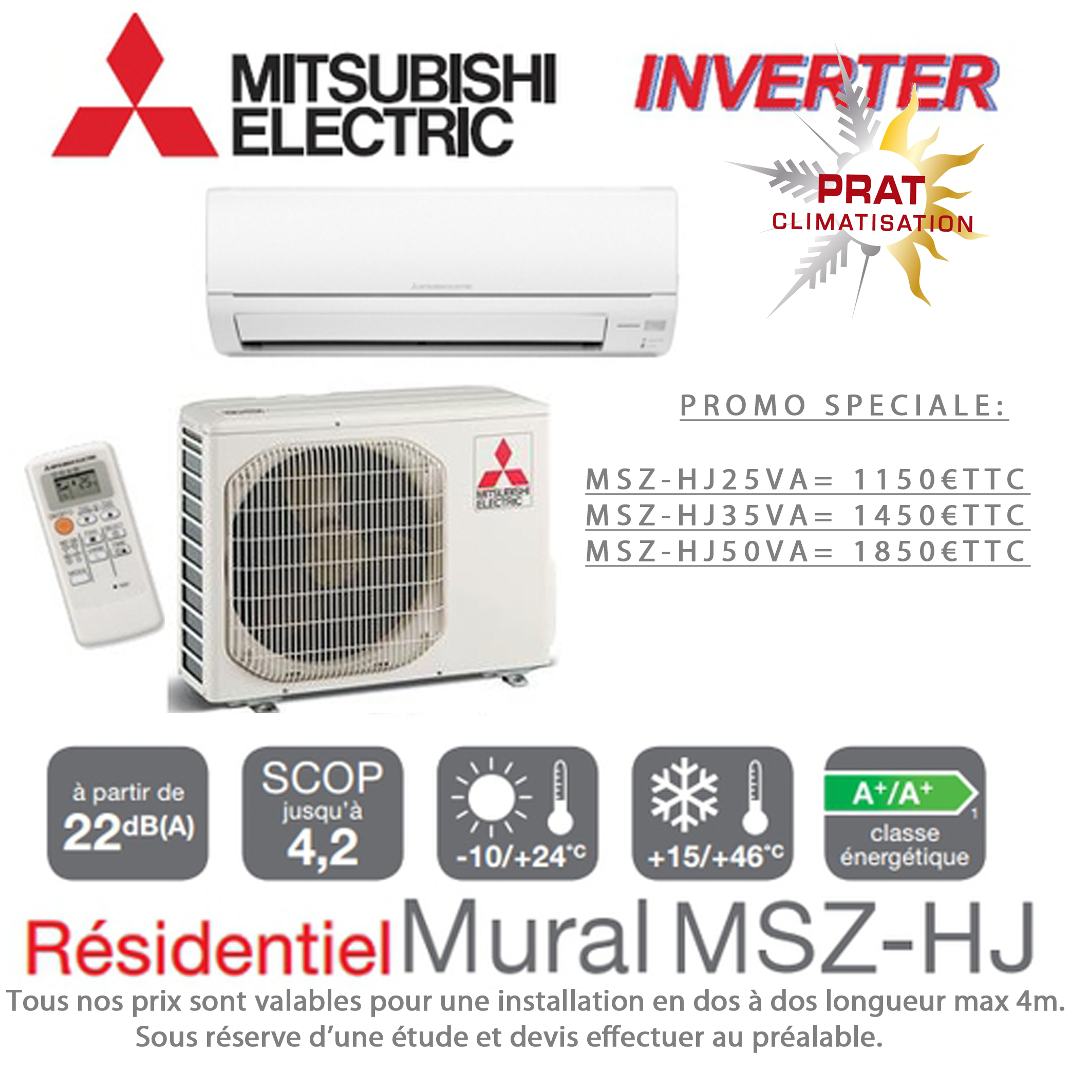 Climatisation reversible inverter mitsubishi Installations - SAV - Entretiens - Dépannages SUPER PRO...